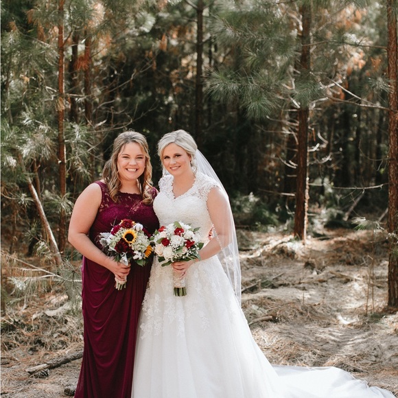 David’s Bridal Wine-colored Bridesmaid Dress - Picture 2 of 6